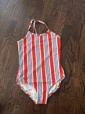 Hanna Andersson Red, White & Blue Striped One-Piece Swimwear